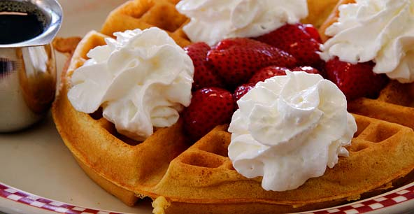 Littleton Diner Waffles with Strawberries & Whipped Cream